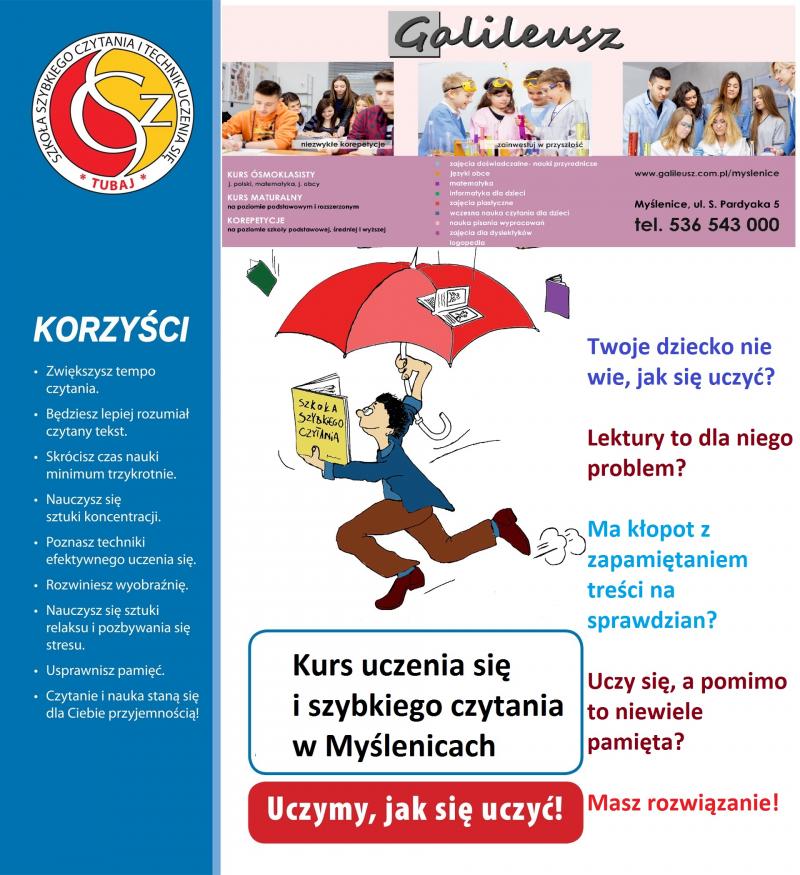 KURS SZYBKIEGO CZYTANIA I TECHNIKI UCZENIA SIĘ DLA DZIECI I MŁODZIEŻY