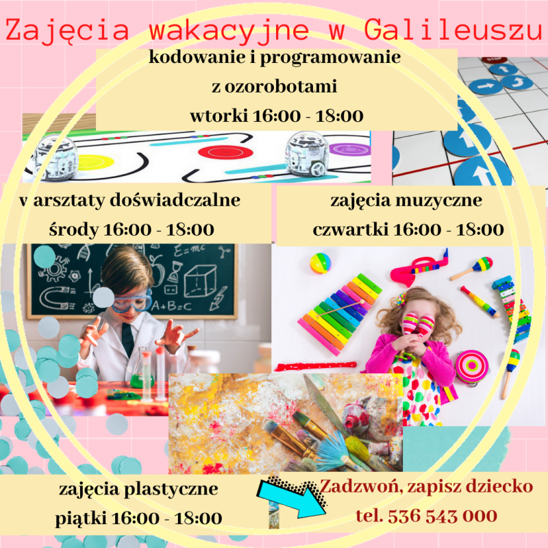 WAKACJE W GALILEUSZU - ZAPRASZAMY DZIECI W WIEKU PRZEDSZKOLNYM I WCZESNOSZKOLNYM!